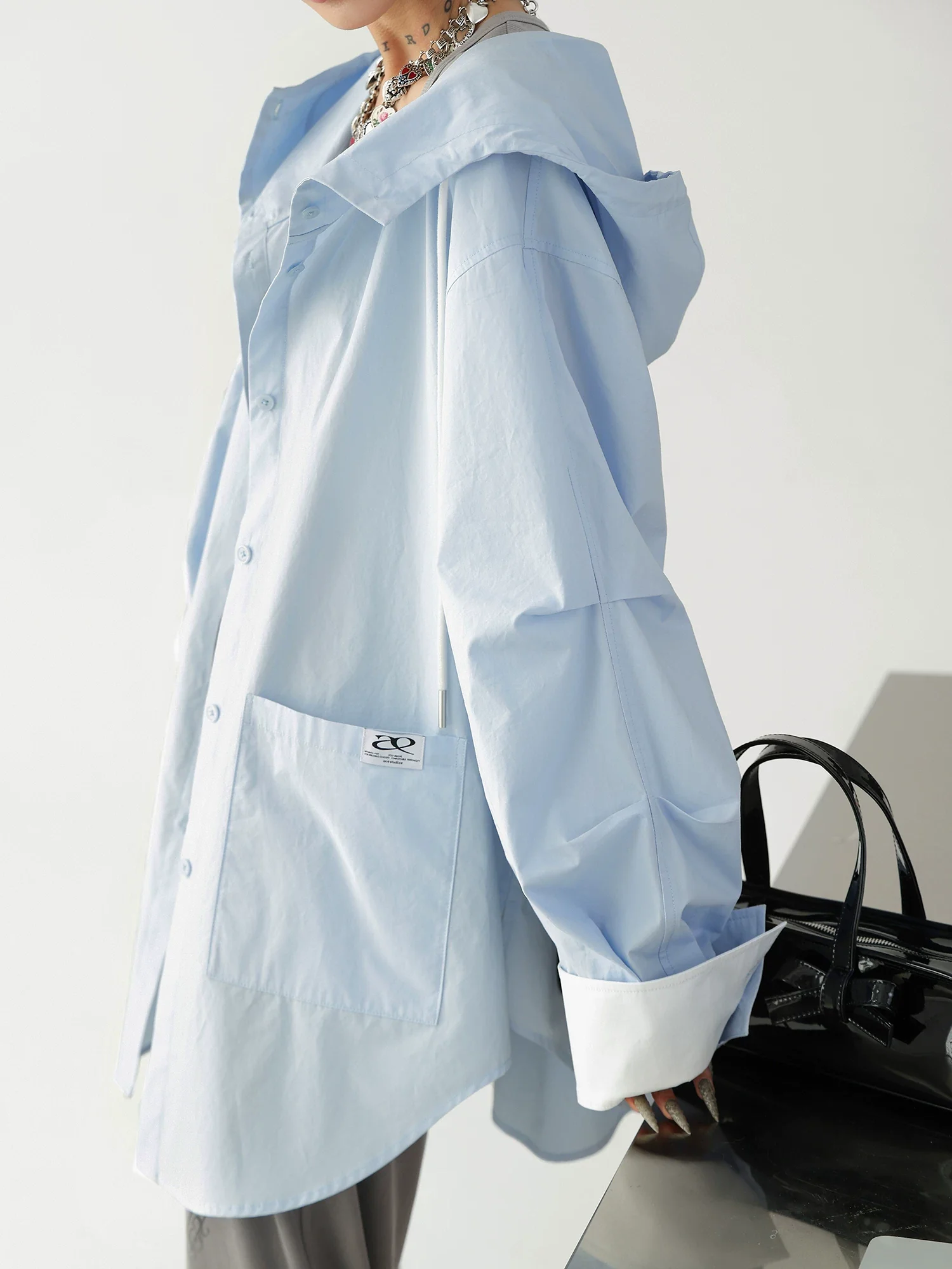 Oversized Hooded Long Sleeve Sunscreen Shirt - Image 8