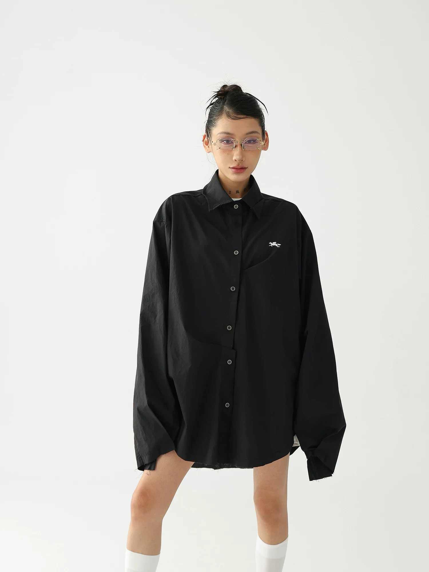 Oversized Long Sleeve Button Down Shirt - Image 3