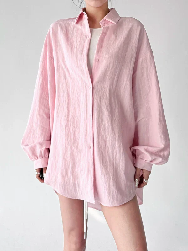 Oversized Long Sleeve Button Up Shirt - Image 11