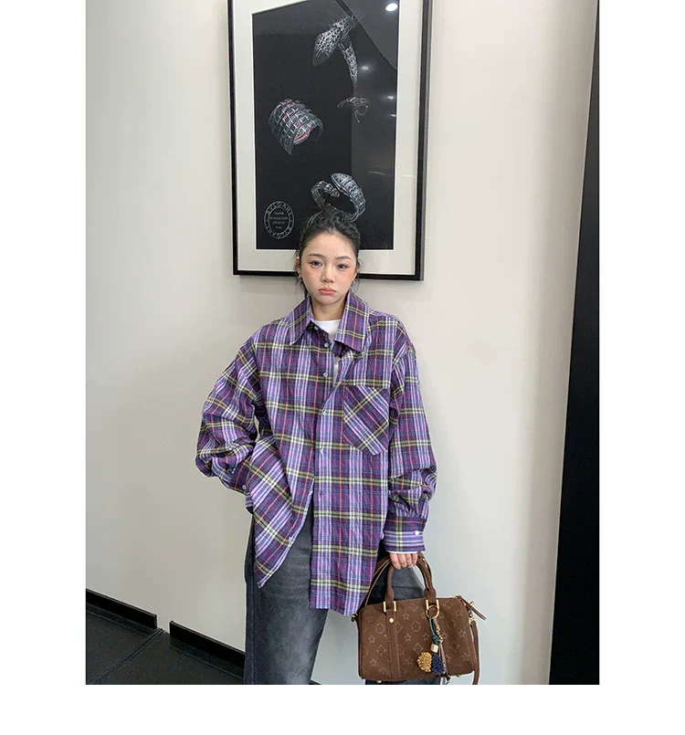 Oversized Plaid Button Down Shirt - Image 2