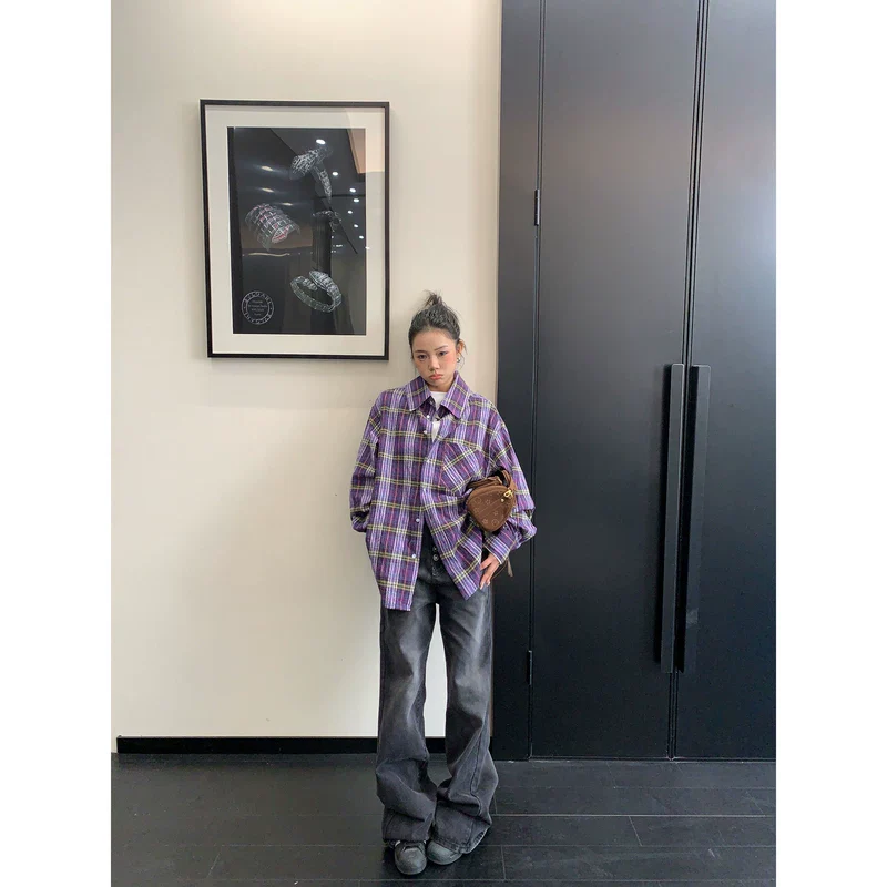 Oversized Plaid Button Down Shirt - Image 6