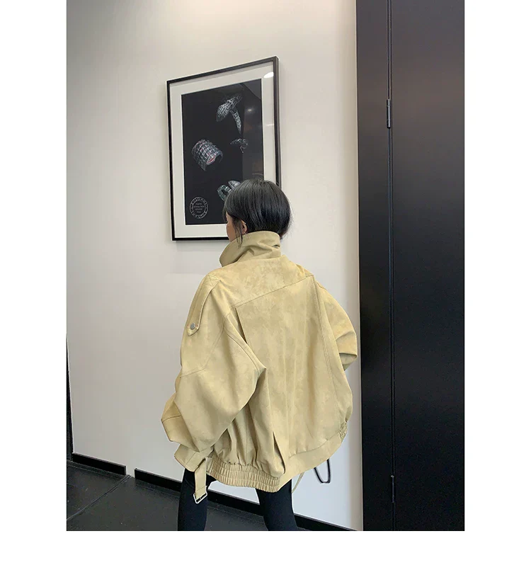 Oversized PU Leather Asymmetrical Coat - Image 2