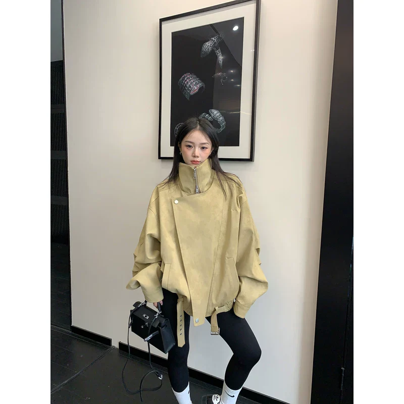 Oversized PU Leather Asymmetrical Coat - Image 3