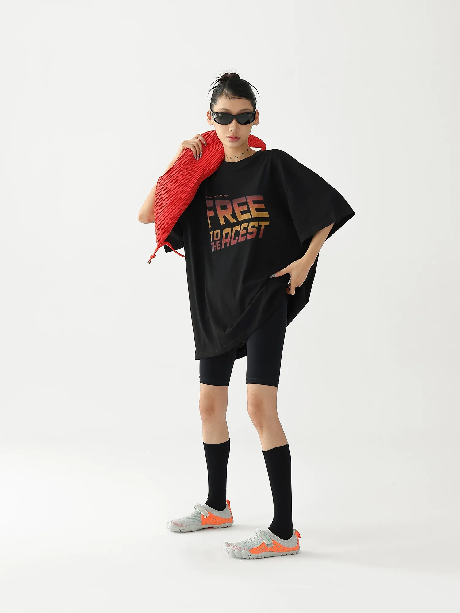 Oversized Retro Letter Print T-Shirt - Image 8