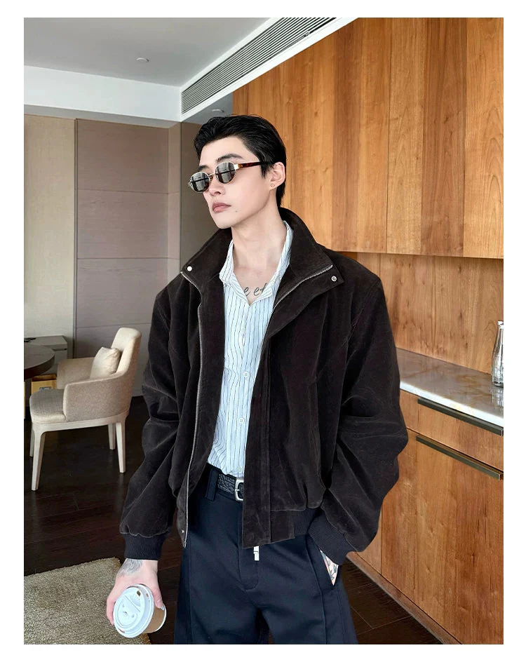 Oversized Textured Zip-Up Lapel Jacket - Image 5
