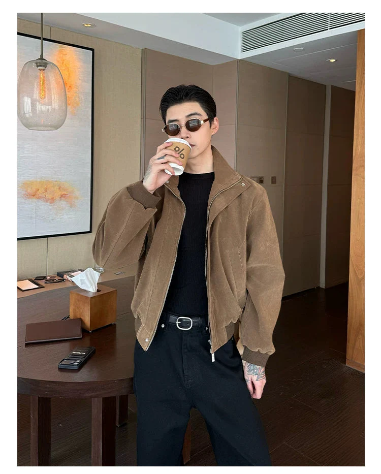 Oversized Textured Zip-Up Lapel Jacket - Image 6