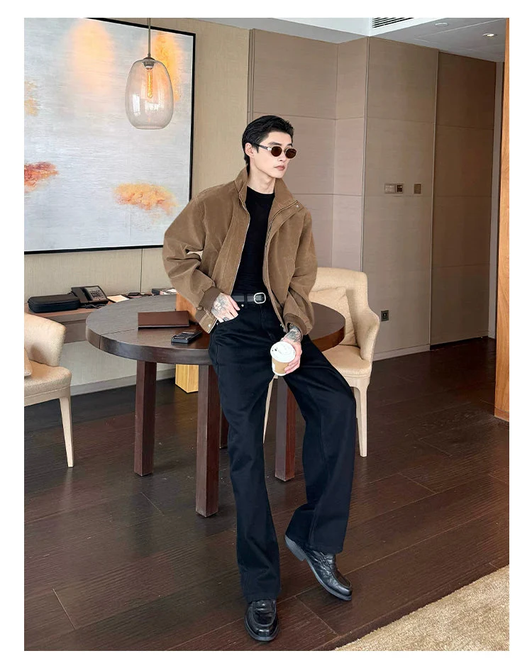Oversized Textured Zip-Up Lapel Jacket - Image 8