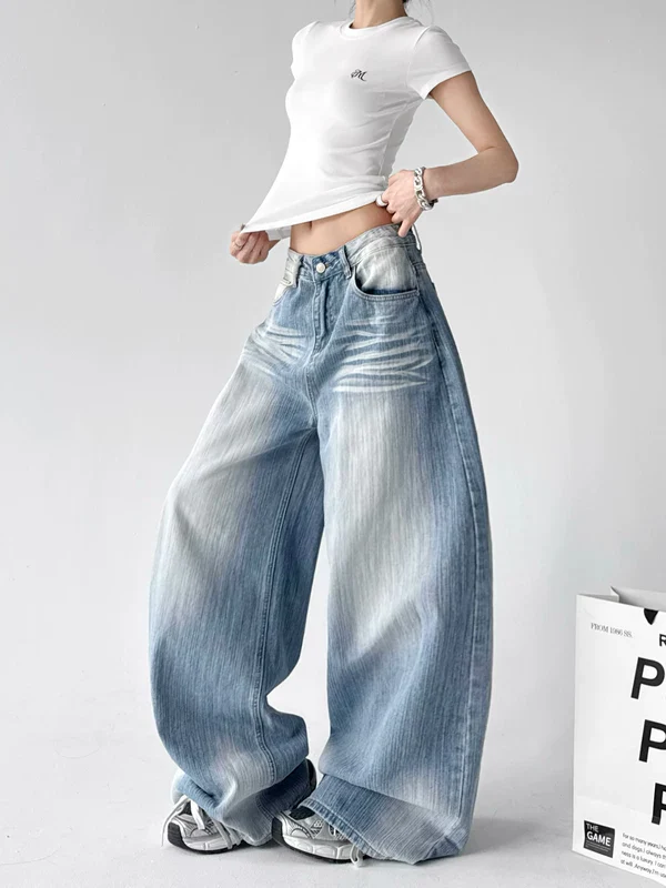 Oversized Wide Leg Floor Length Jeans - Image 2