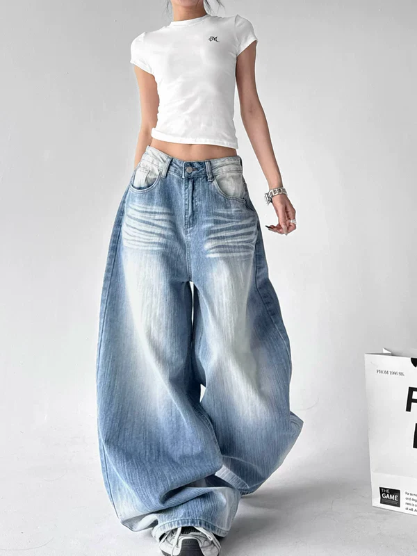 Oversized Wide Leg Floor Length Jeans - Image 3
