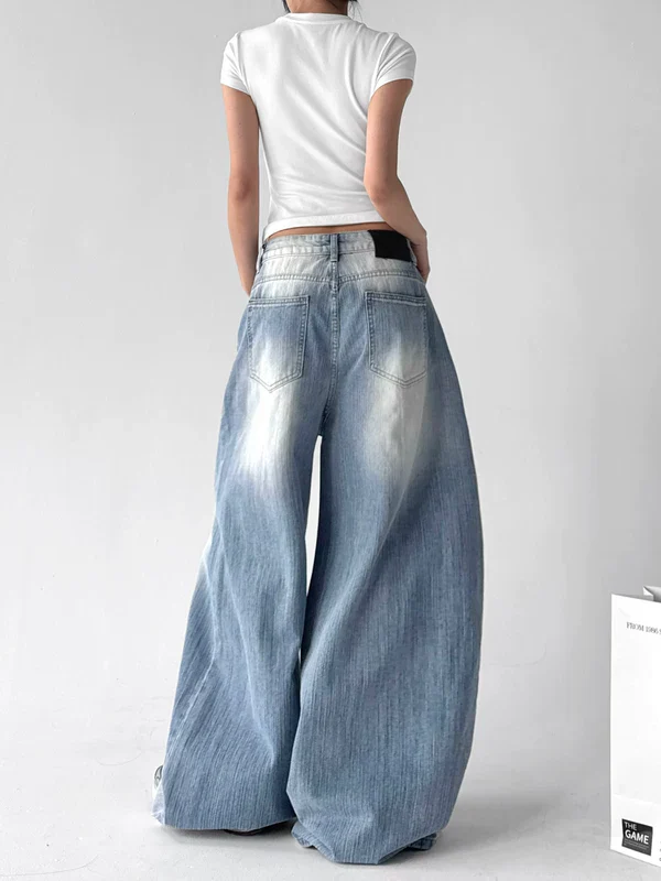 Oversized Wide Leg Floor Length Jeans - Image 4