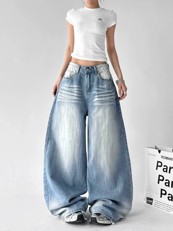 Oversized Wide Leg Floor Length Jeans - Image 5