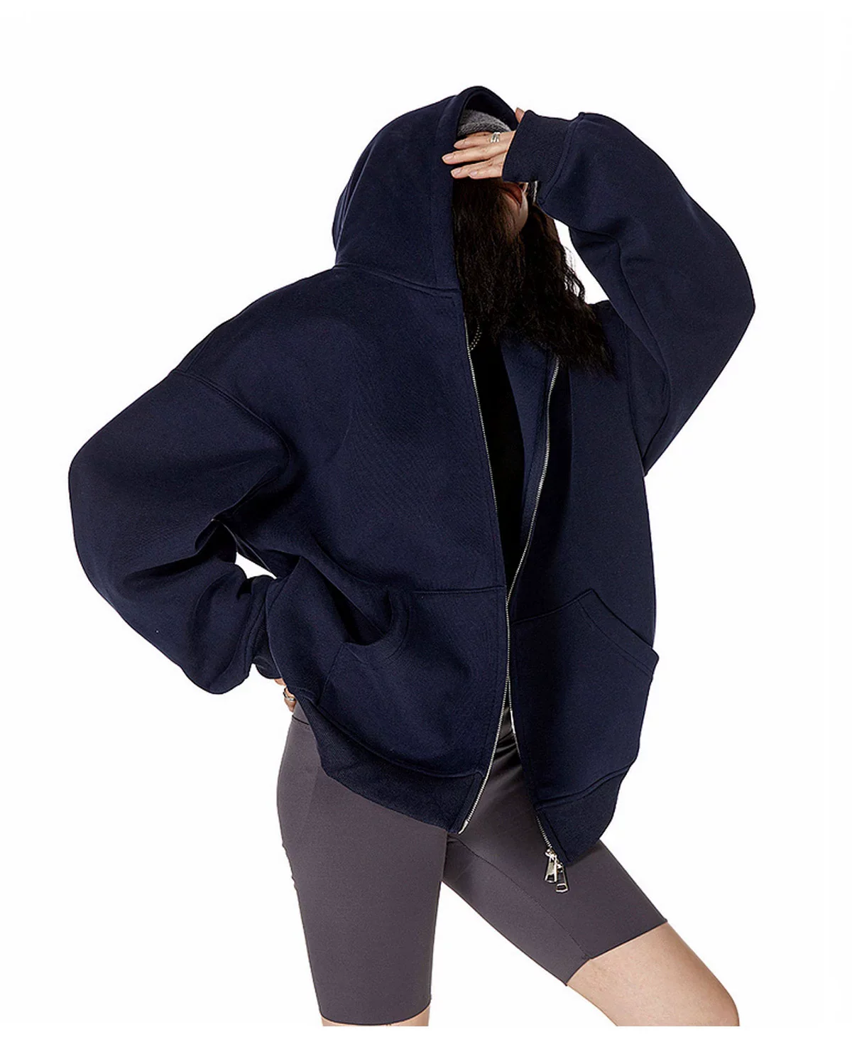 Oversized Zip-Up Fleece Hoodie Jacket - Image 10