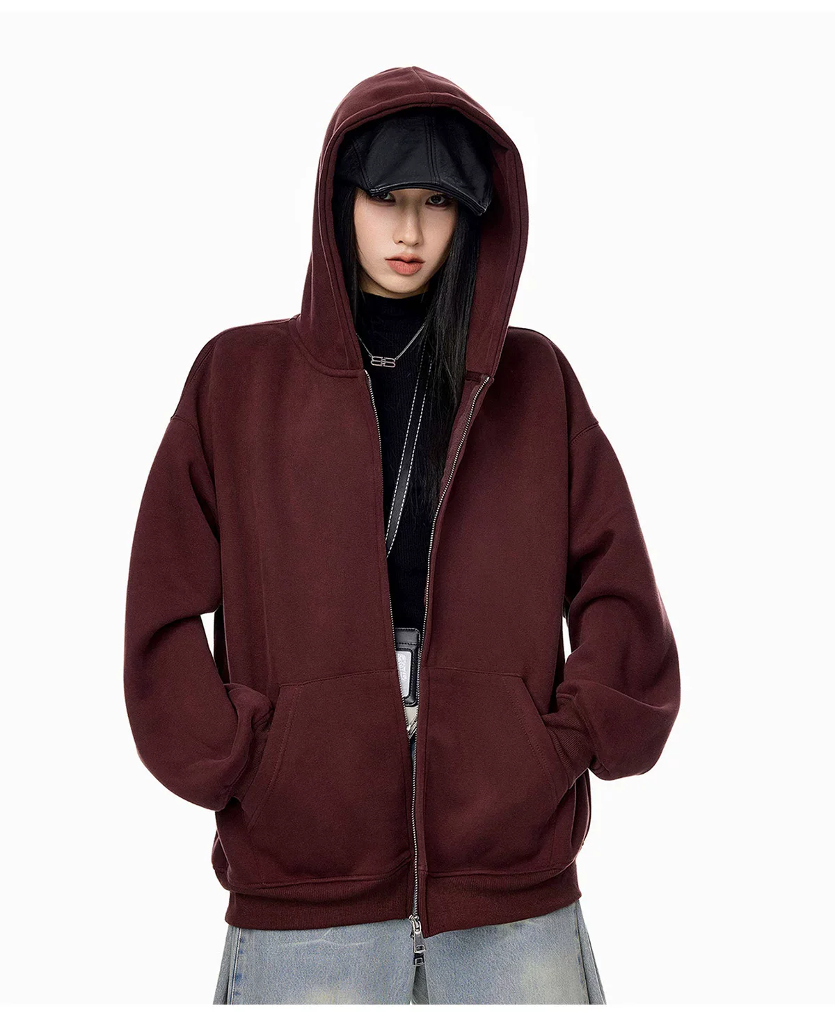 Oversized Zip-Up Fleece Hoodie Jacket - Image 8
