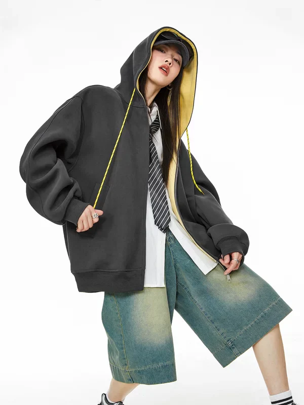 Oversized Zip Up Hooded Jacket - Image 4