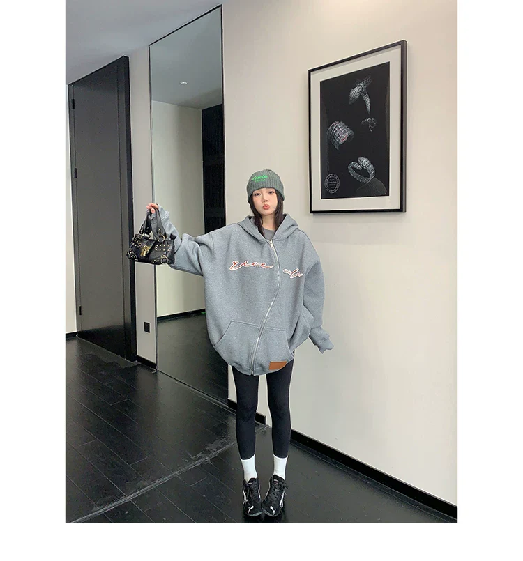 Oversized Zip Up Hoodie Jacket - Image 4