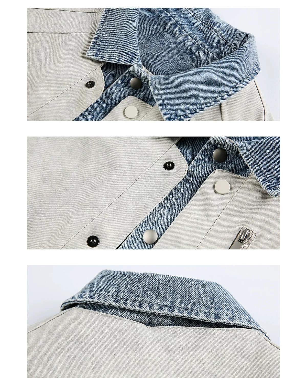 Patchwork Denim Layered Casual Jacket - Image 9