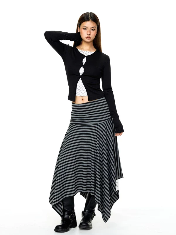 Patchwork Faux Two-Piece Hollow Top - Image 5