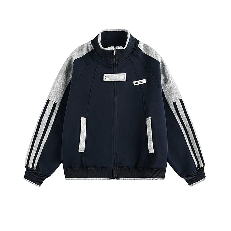 Patchwork Stand Collar Track Jacket - Image 3