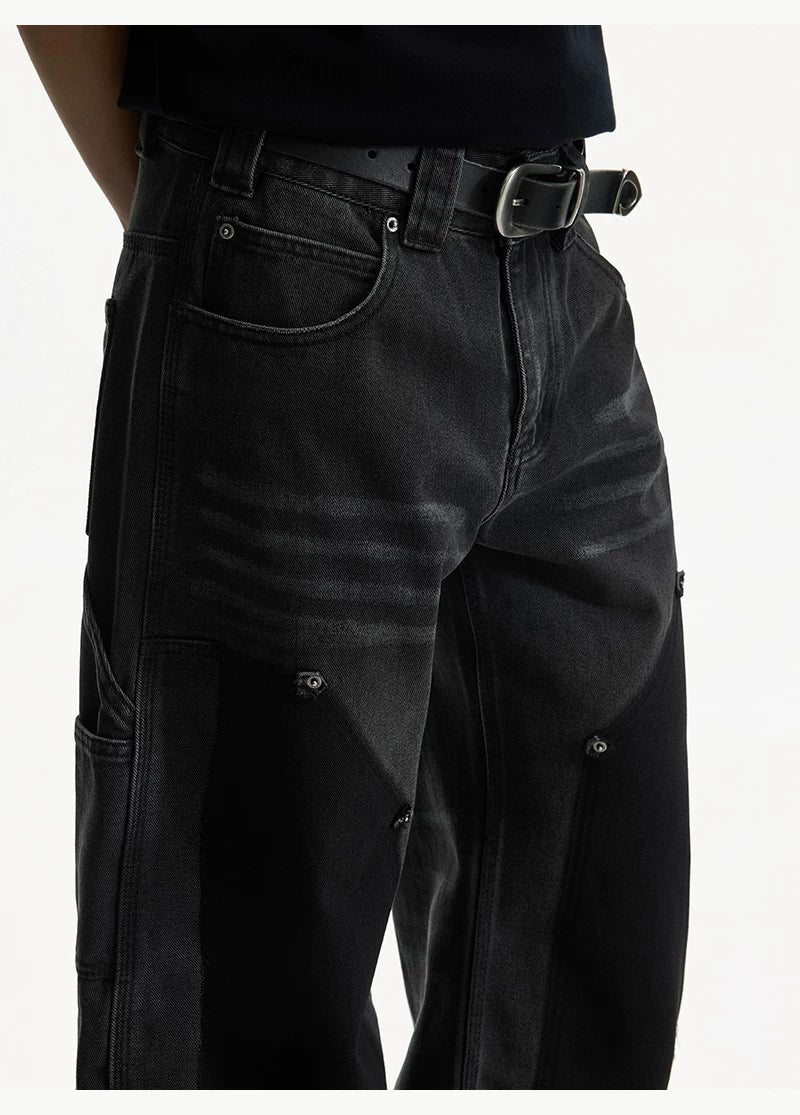 Patchwork Wide Leg Curved Blade Pants - Image 7
