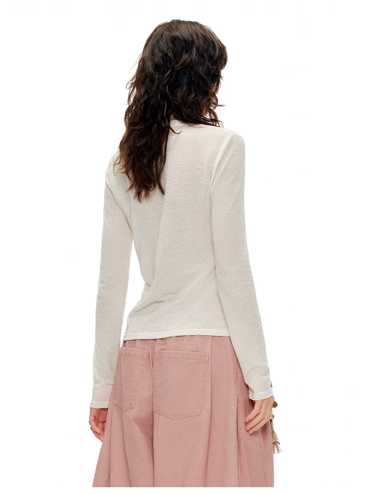 Pearl Cat Print Henley Long Sleeve Top - Image 3
