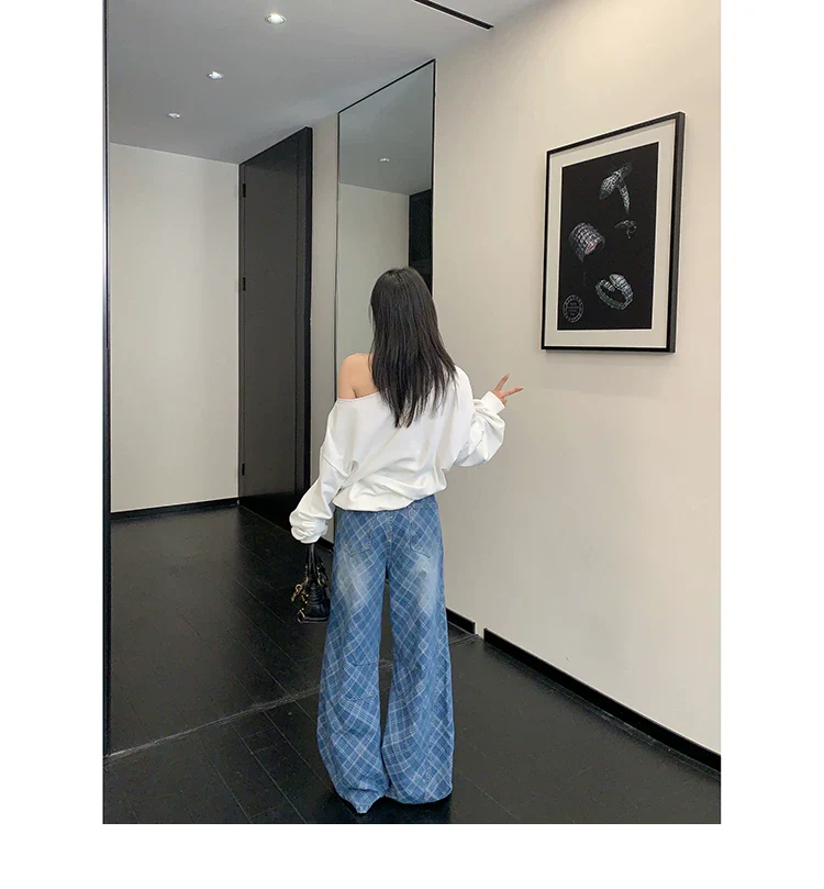 Plaid Wide Leg Straight Pants - Image 10