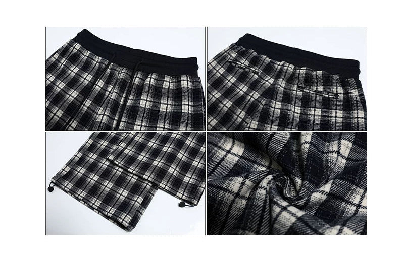 Plaid Elastic Waist Wide Leg Pants - Image 6