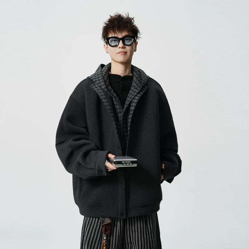 Plaid Hooded Patchwork Layered Jacket - Image 4