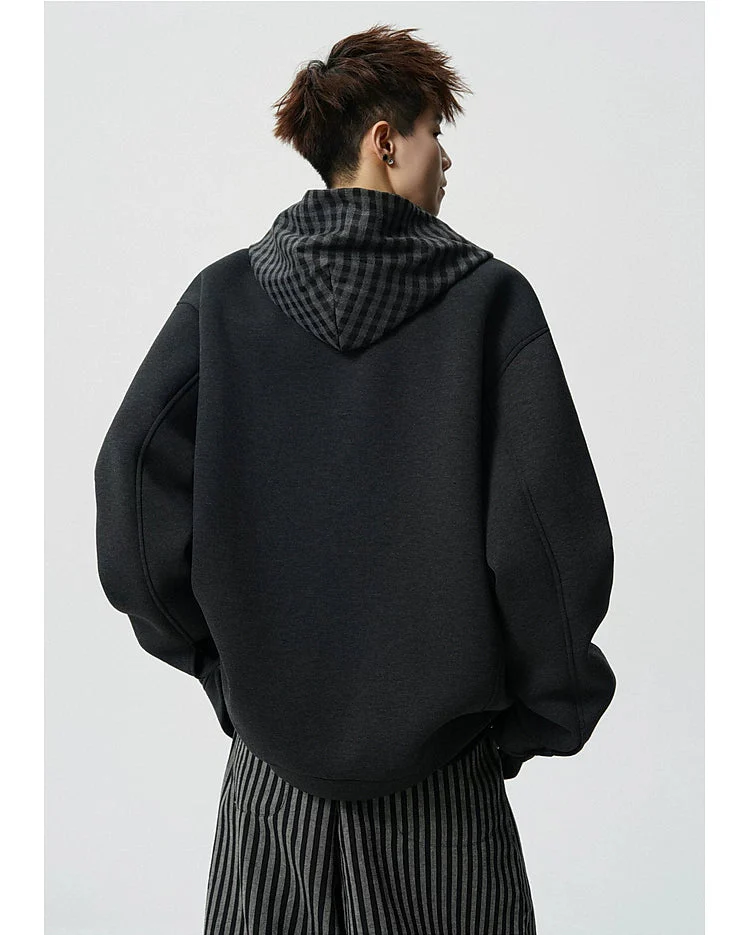 Plaid Hooded Patchwork Layered Jacket - Image 5