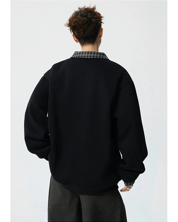 Plaid Layered Collar Pullover - Image 5