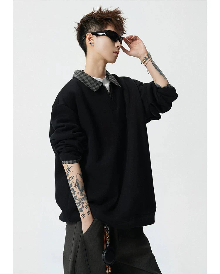Plaid Layered Collar Pullover - Image 7