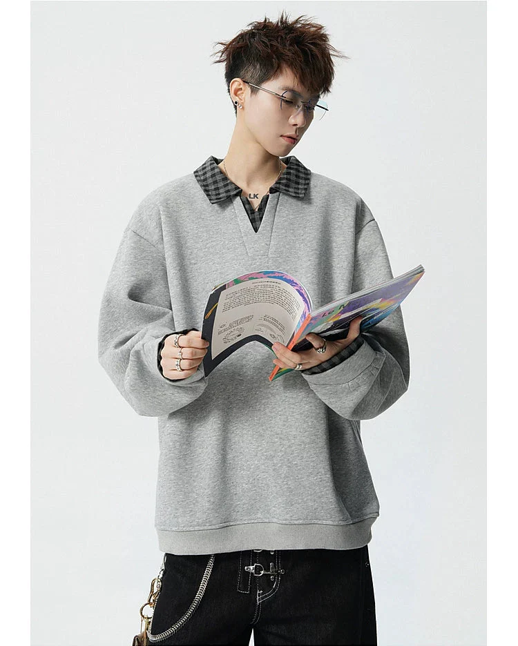 Plaid Layered Collar Pullover - Image 9