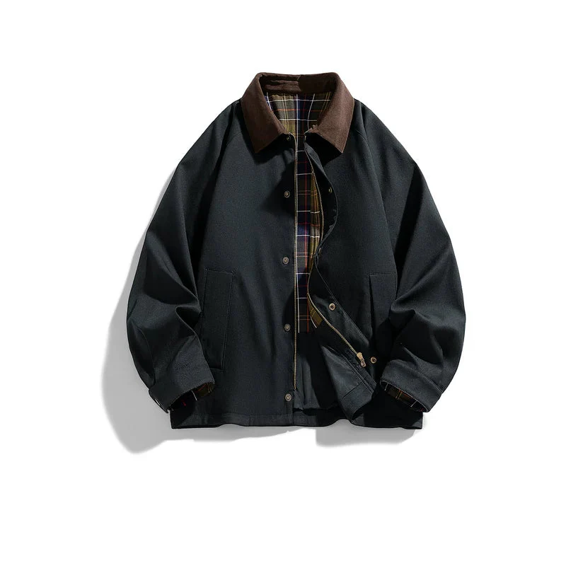 Plaid Lined Lapel Workwear Jacket - Image 3