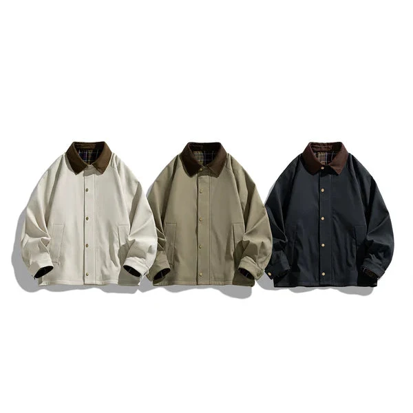 Plaid Lined Lapel Workwear Jacket - Image 4