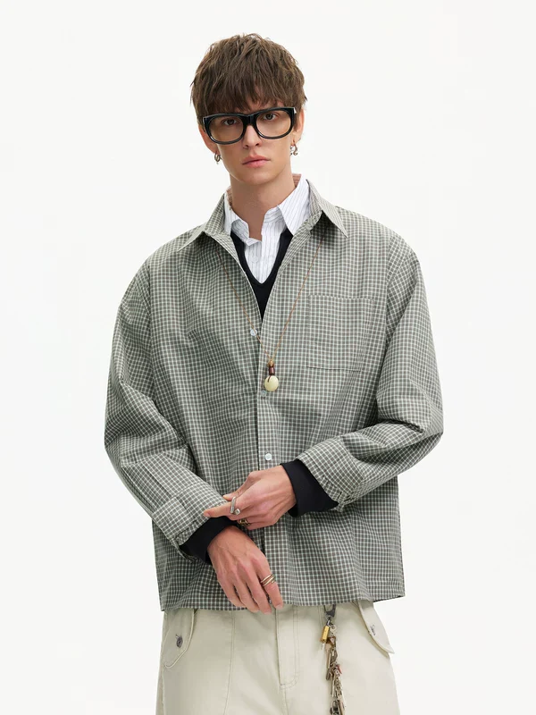 Plaid Long Sleeve Lightweight Shirt - Image 3