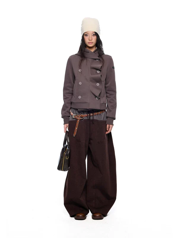 Plaid Patchwork Wide-Leg Drawstring Pants - Image 8