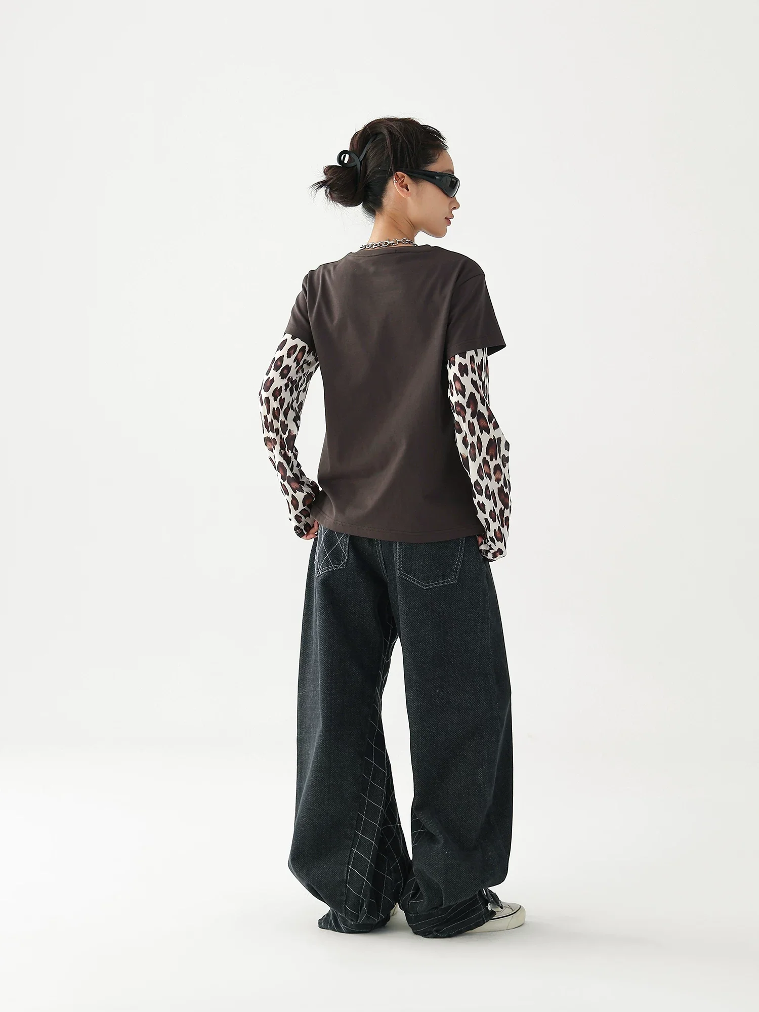 Plaid Quilted High-Waisted Wide Leg Pants - Image 5