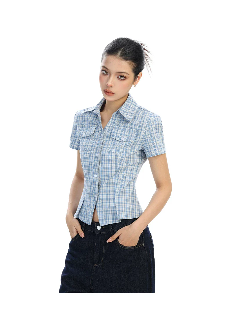 Plaid Short Sleeve Button Front Shirt
