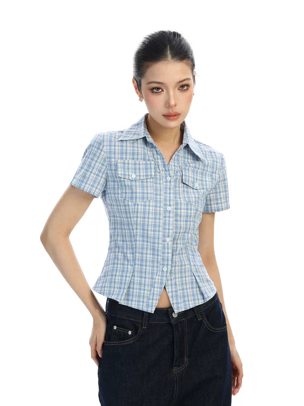 Plaid Short Sleeve Button Front Shirt - Image 2