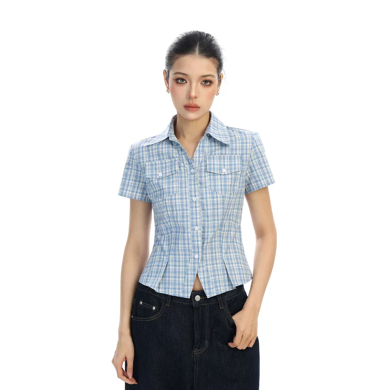 Plaid Short Sleeve Button Front Shirt - Image 4