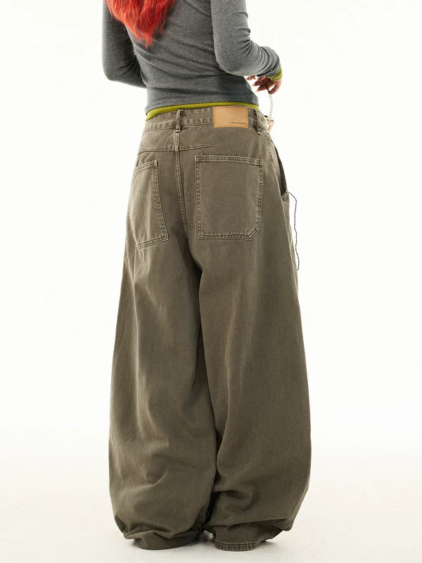 Pleated Button Front Wide Leg Work Pants - Image 4