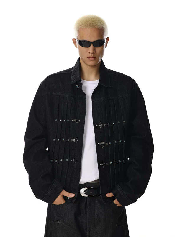 Pleated Denim Workwear Jacket - Image 3