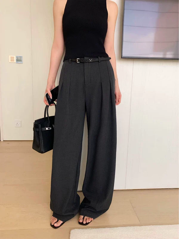 Pleated High-Waist Wide-Leg Pants