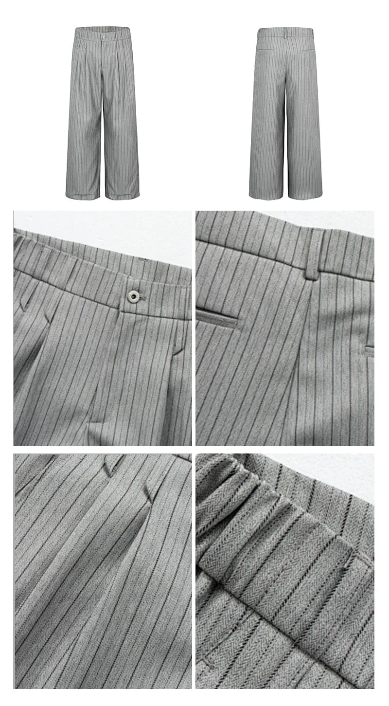 Pleated Pinstripe Wide Leg Pants - Image 7