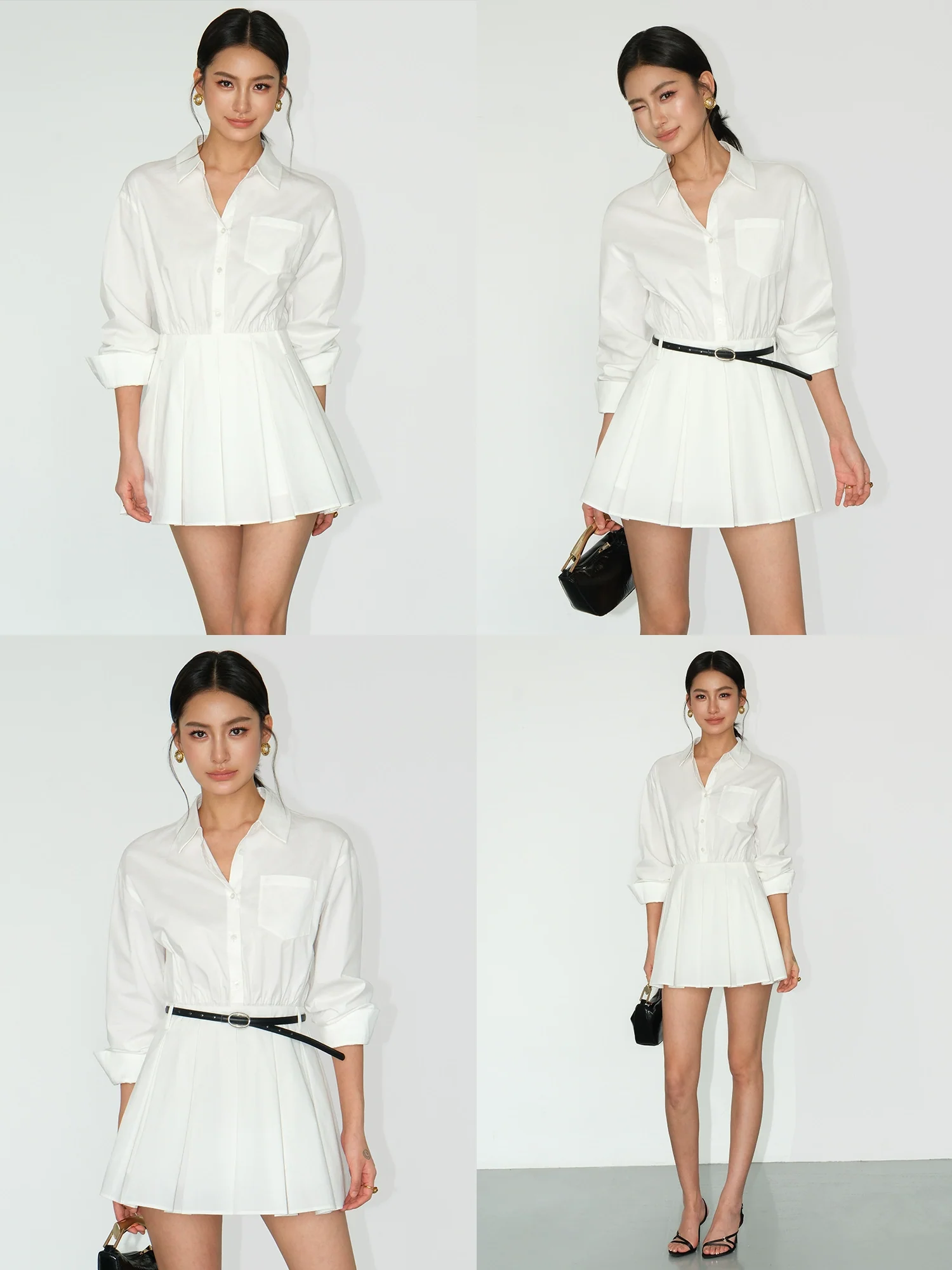 Pleated Shirt Dress with Waist Detail - Image 6