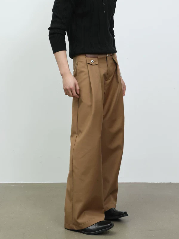Pleated Wide Leg Straight Fit Pants - Image 4