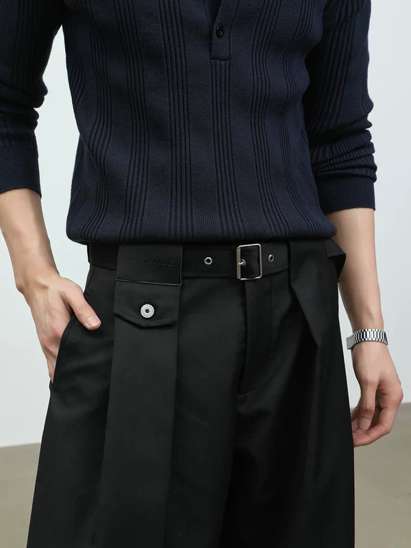 Pleated Wide Leg Straight Fit Pants - Image 7