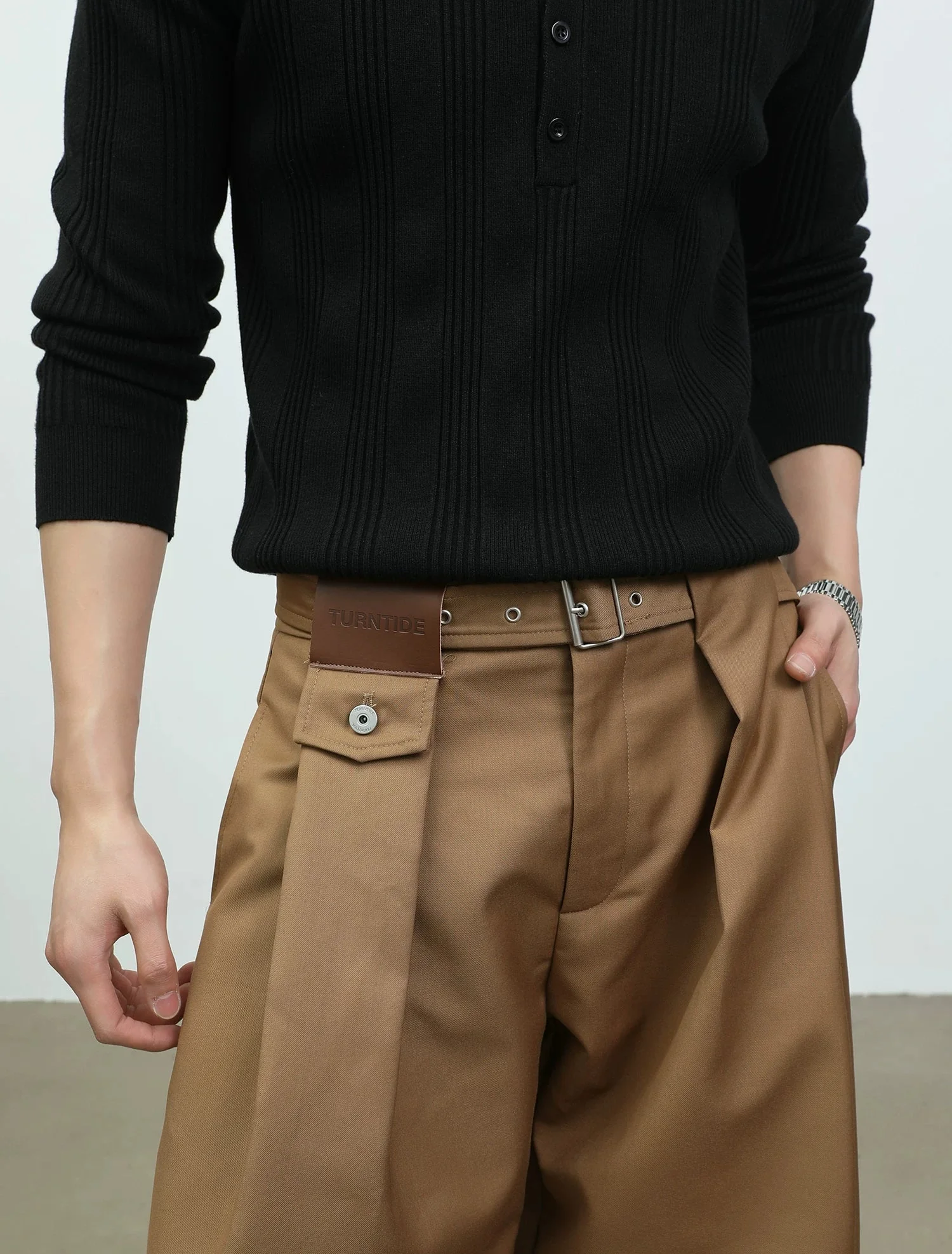 Pleated Wide Leg Straight Fit Pants - Image 8