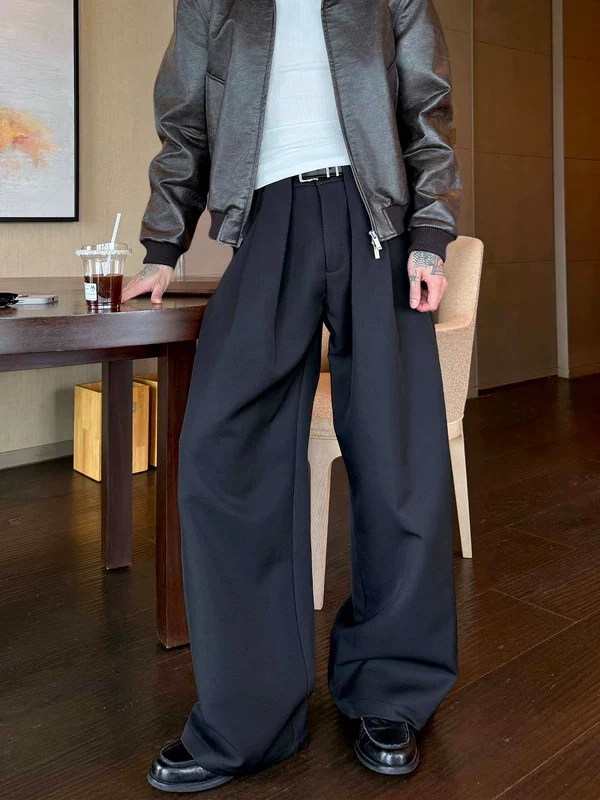 Pleated Wide Leg Work Casual Pants