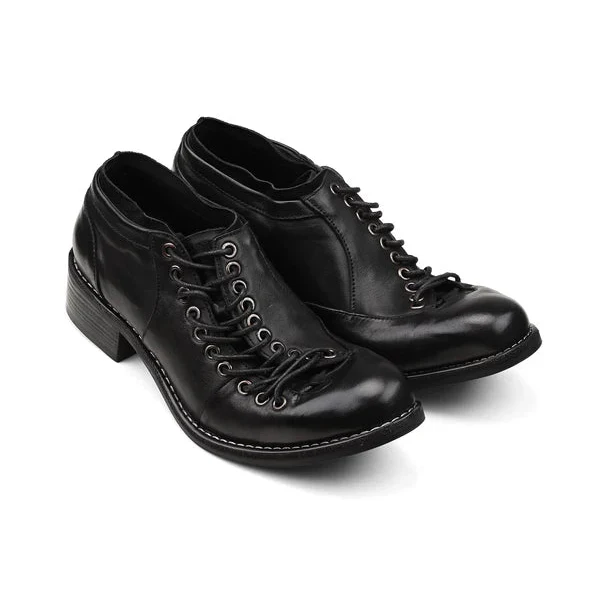 Pointed Toe Lace-Up Leather Derby Boots - Image 9