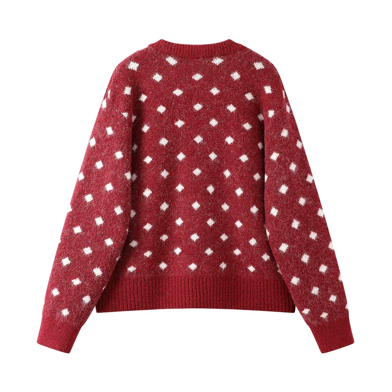 Pom Pom Ties Polka Dot Knit Cardigan - Image 5